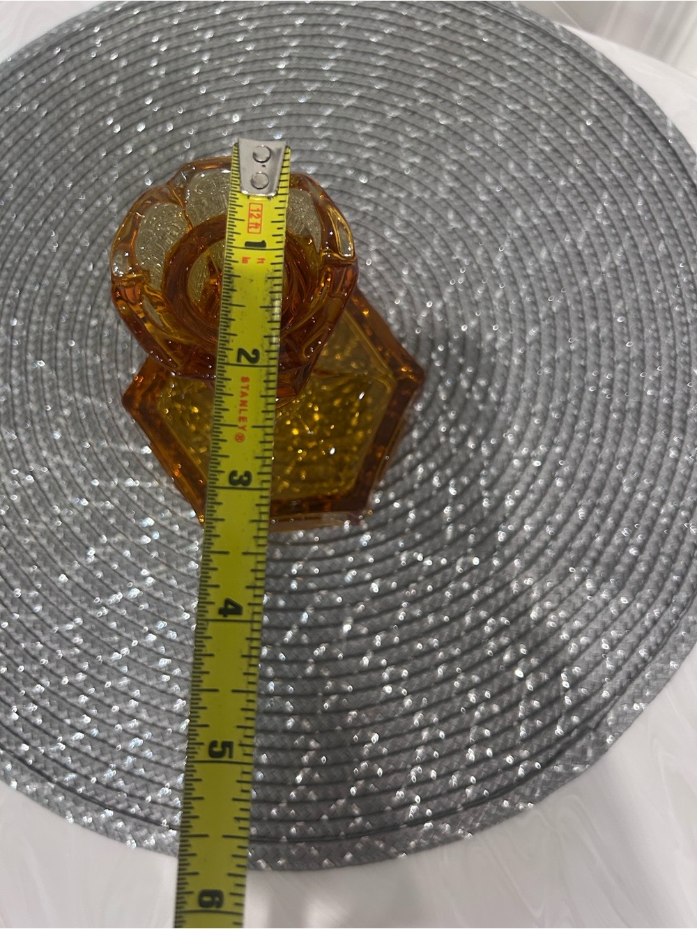 Fostoria Amber Liberty coin pattern Candlestick holder - Picture 3 of 5